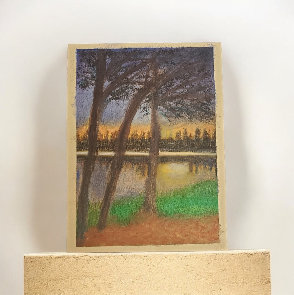 Serene Sunset Landscape Art 9 X 12in.